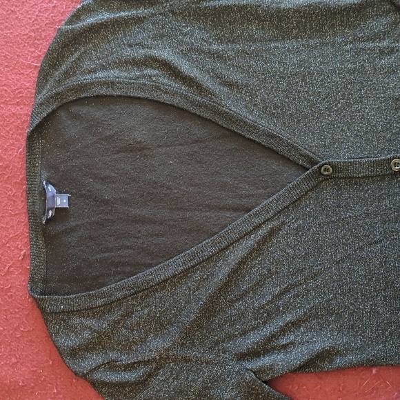 GAP Black Button Cardigan Long Sleeve V-Neck Metallic Sweater M - Picture 4 of 5